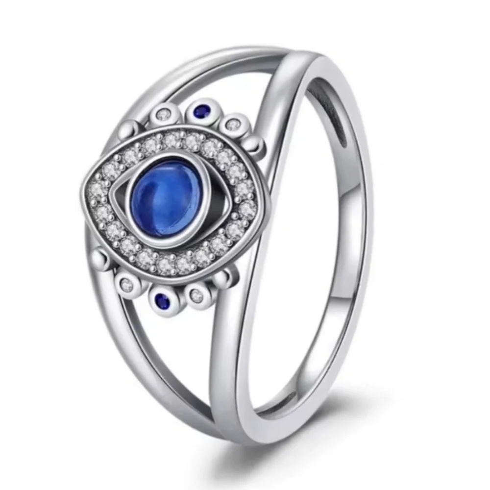 Elegant 925 Sterling Silver and Blue Women's Ring sz 8